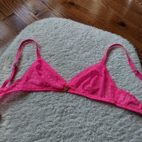 Juicy COUTURE hot pink mesh lace hearts bra small xs - Picture 2 of 7